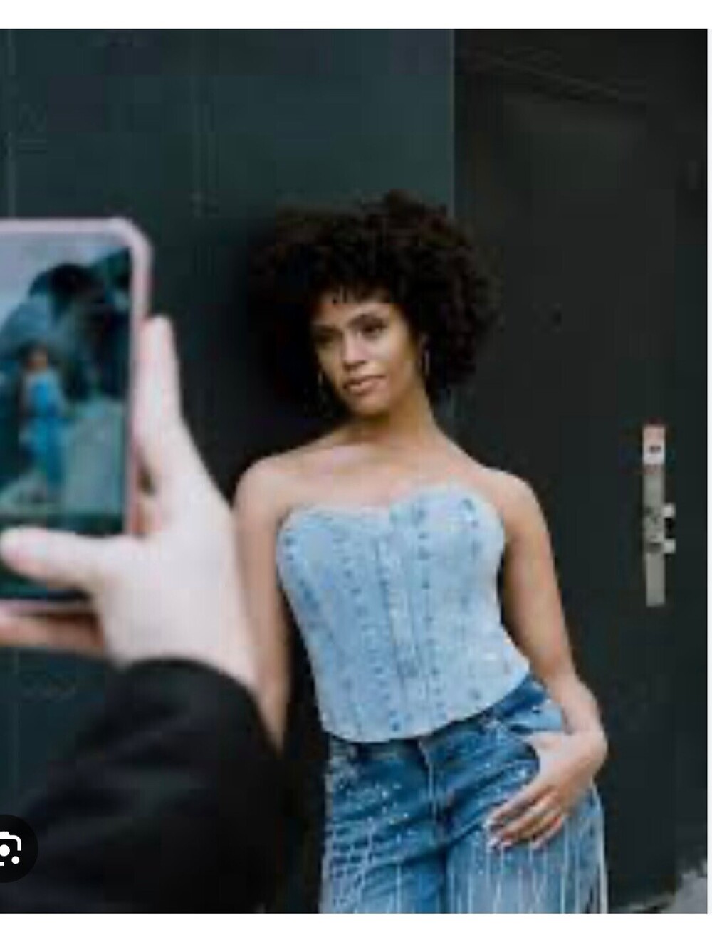 Denim strapless top